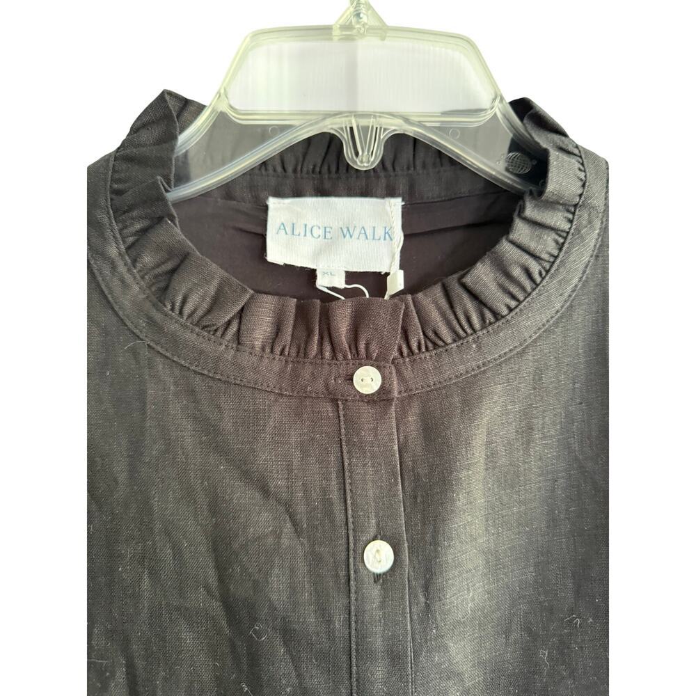 Alice Walk Black Linen Tiered Shirt Dress XL NWT Lagenlook Minimalist - Picture 3 of 6